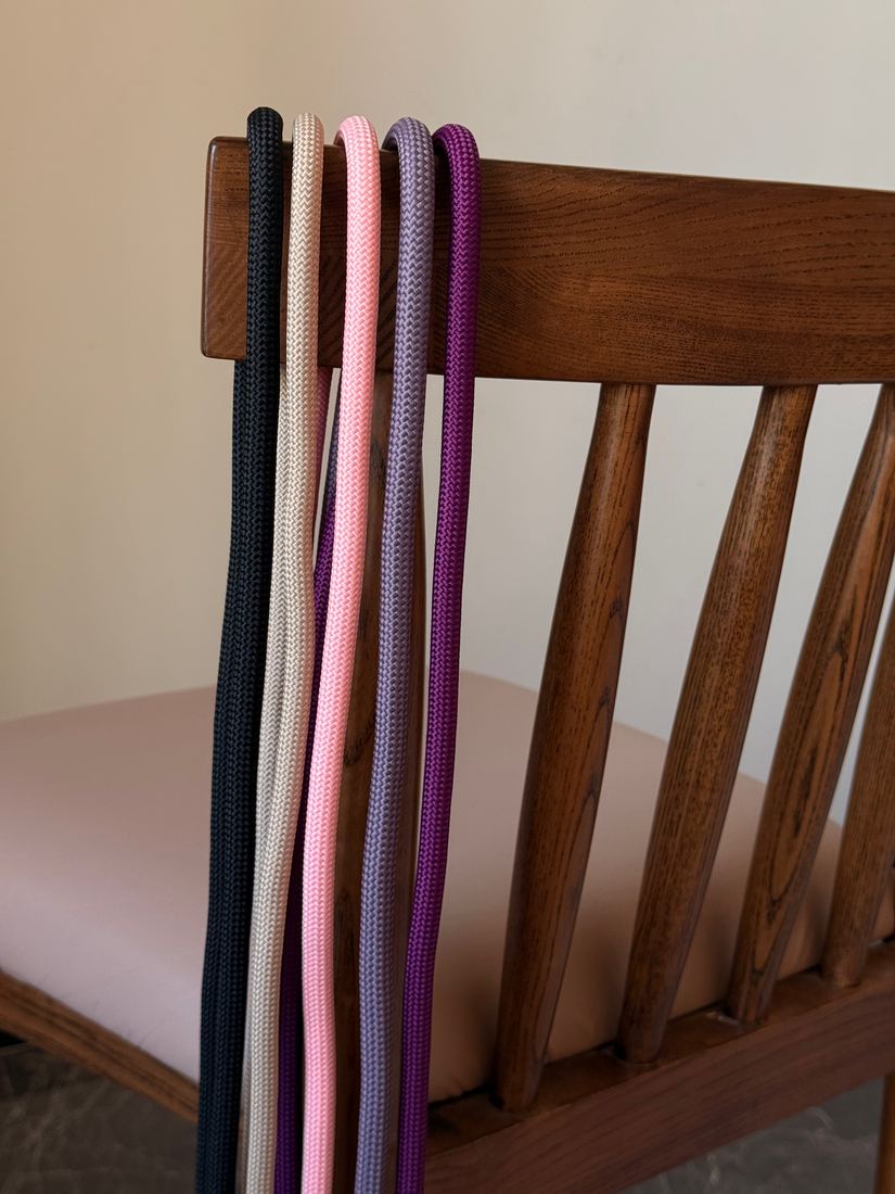 Lanyards hanging on a chair